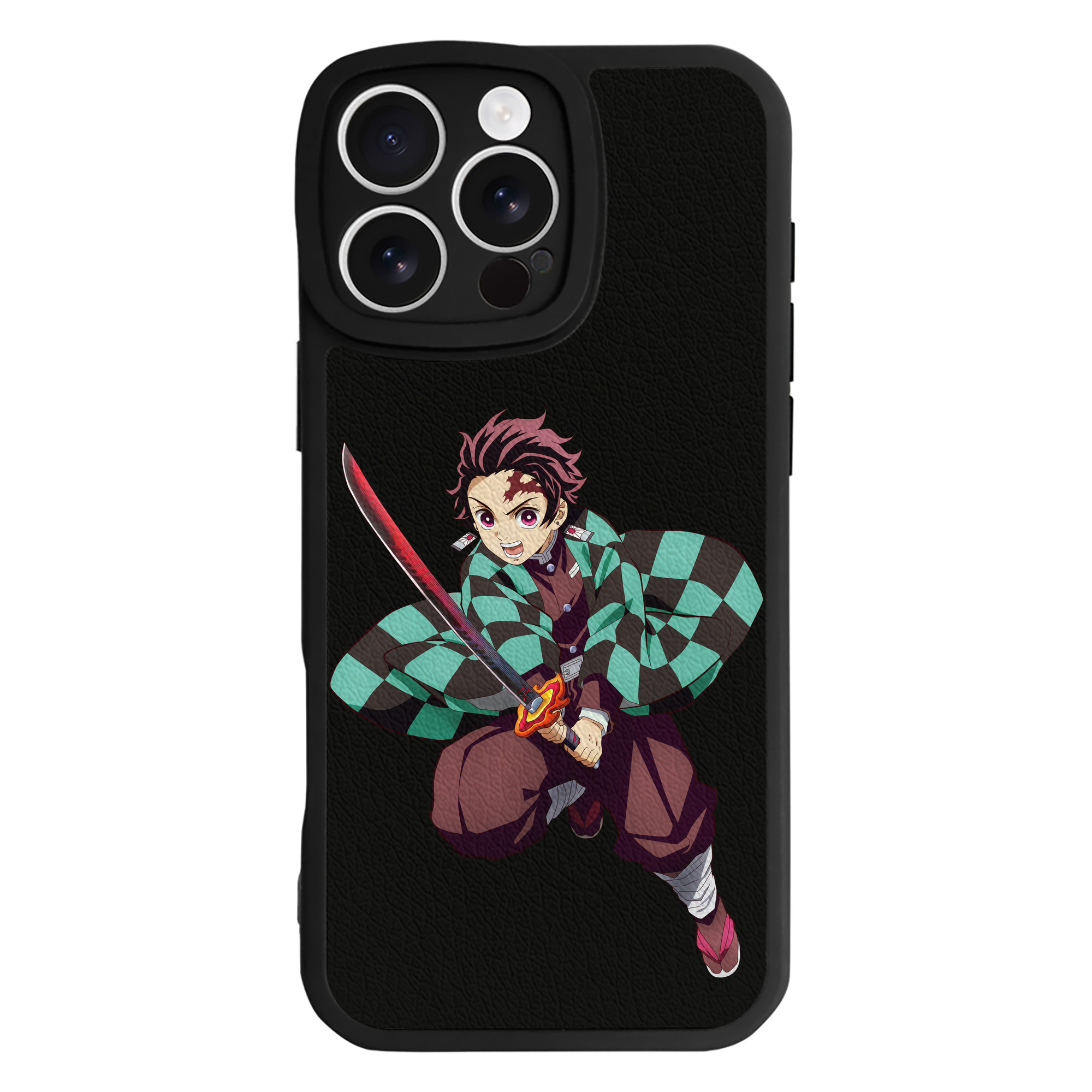 （画像用） 鬼滅の刃 竈門 炭治郎／かまど たんじろう Kamado Tanjirou 【iPhone 16シリーズ対応】シリコンスマホケース（レザー調） 材質：シリコン